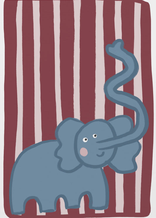 Nieuwsgierige blauwe olifant | Canvas