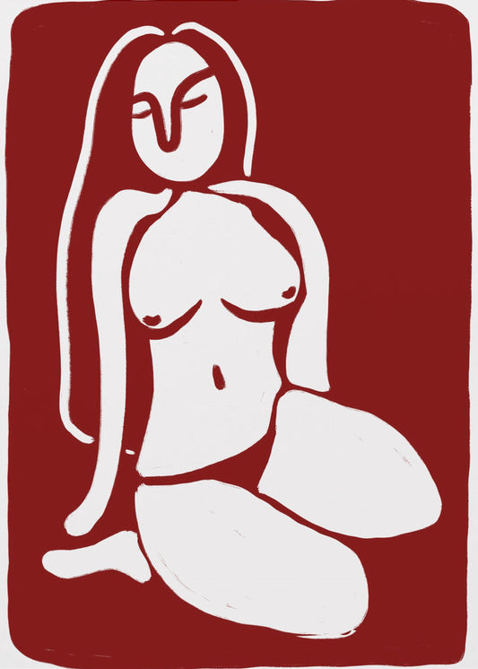 Gestileerd naaktfiguur in zittende houding | Canvas