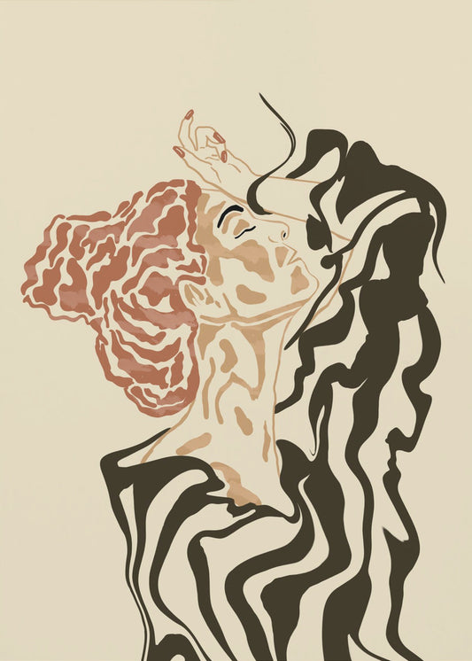 Vrouw in een gestreepte blouse | Poster