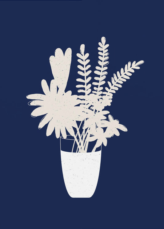 Sepia bloemensilhouet | Canvas