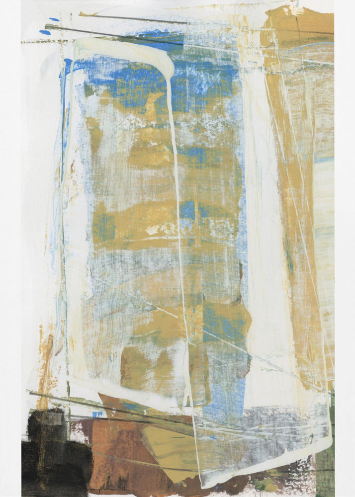 Aardse tinten en levendige blauwtinten | Canvas