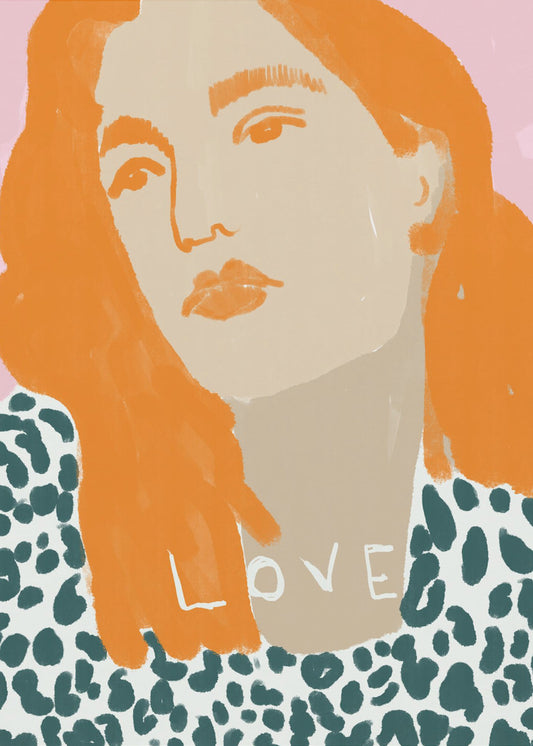 Portret van een vrouw met oranje haar | Canvas