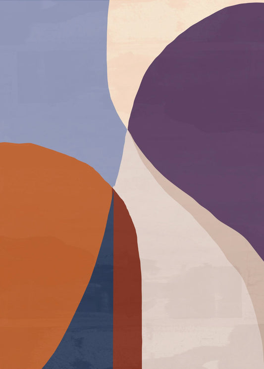 Organische vormen in aardse en blauwe tinten | Canvas
