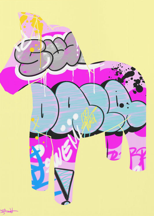 Dala-paard in graffitistijl | Canvas
