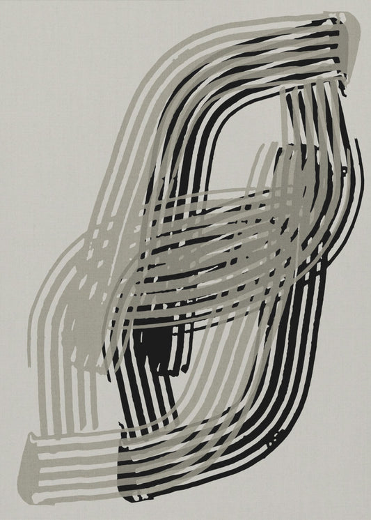 Abstracte curven in grijs en zwart | Canvas