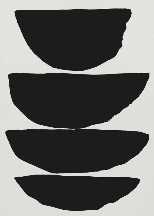 Minimalistische zwarte abstracte ellipsen | Canvas
