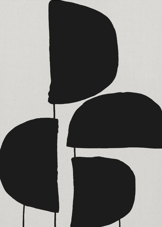 Minimalistische zwarte abstracte vormen | Canvas