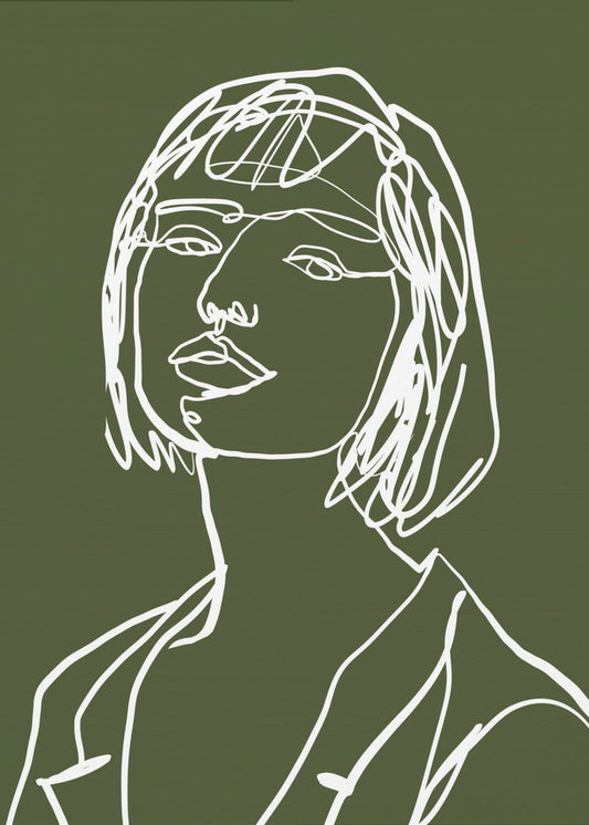 Lijnkunst vrouwelijk groen | Canvas