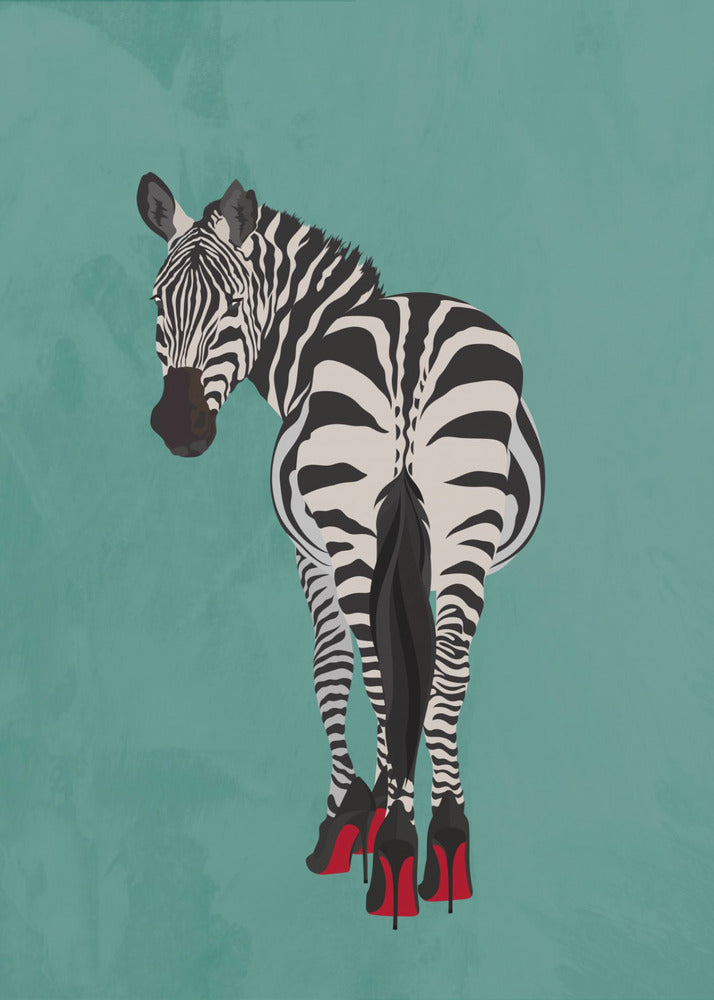 Zebra in hakken blauwgroen | Canvas