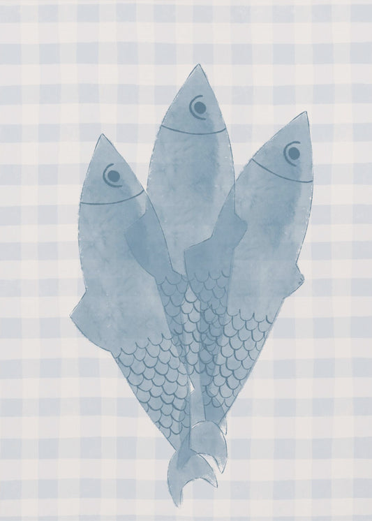 Drie blauwe vissen | Poster