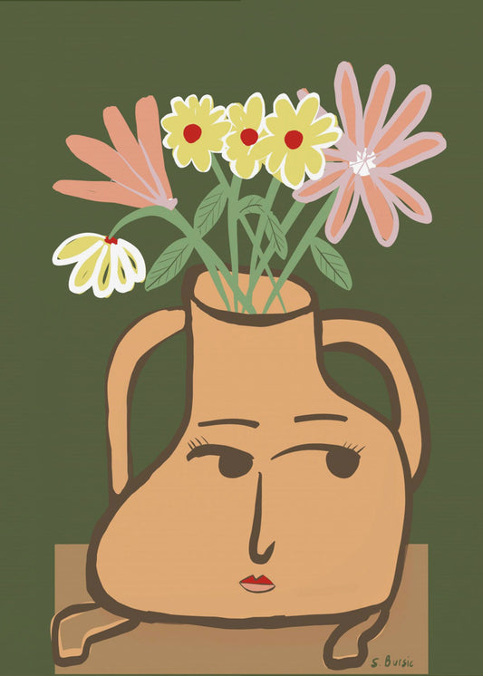 Dame vaas met bloemen | Canvas