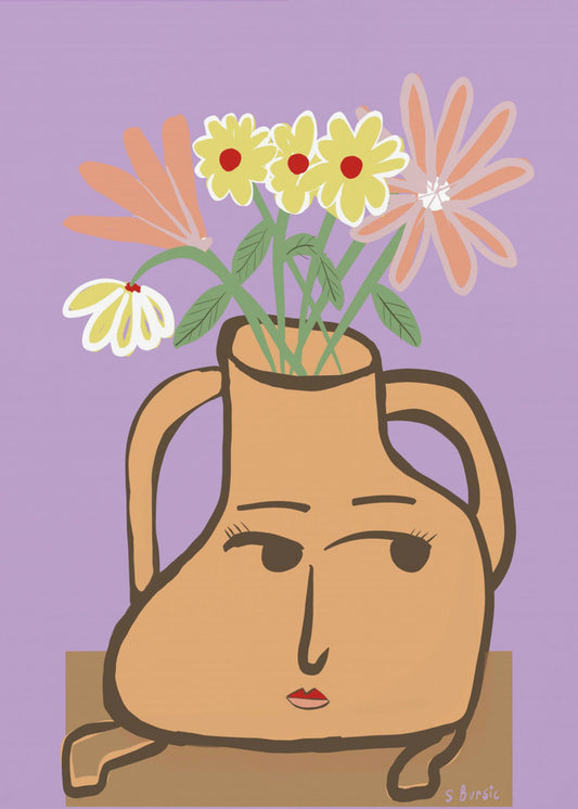Dame vaas met bloemen | Canvas