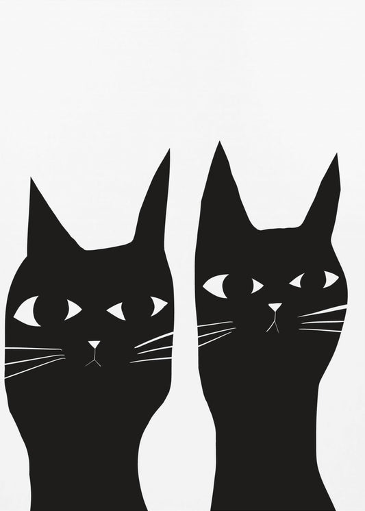 Twee zwarte katten | Canvas