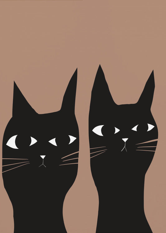 Twee zwarte katten | Canvas