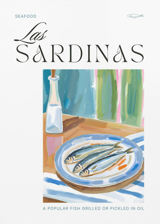 Bordje sardines met fles | Poster