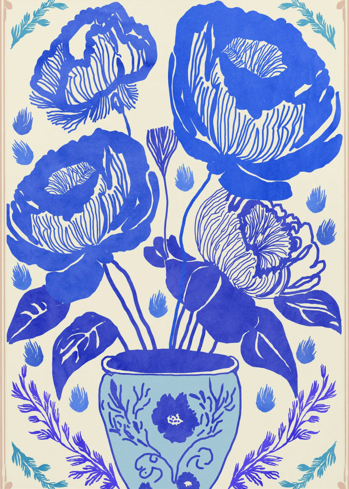 Blauwe Bloesem Vaas | Canvas