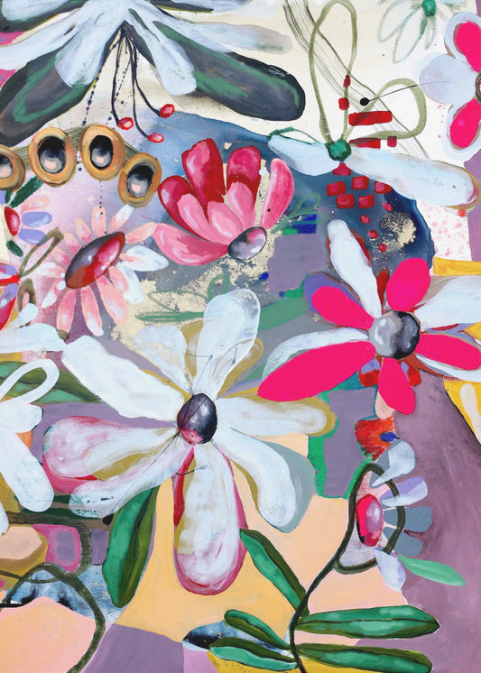 Levendige bloemen met opvallende roze en witte bloemblaadjes | Canvas