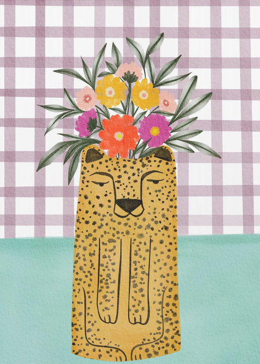 Luipaardvormige vaas met bloem | Canvas