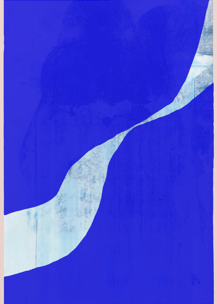 Blauwe achtergrond met een dynamische witte curve | Poster