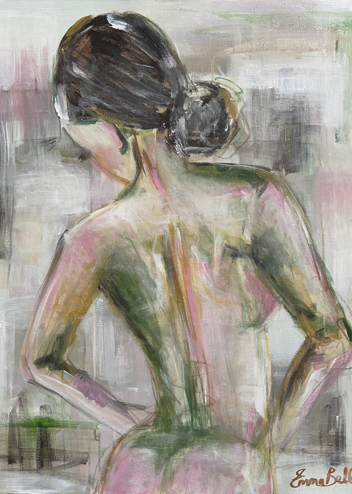 Een vrouwenportret van achteren | Canvas