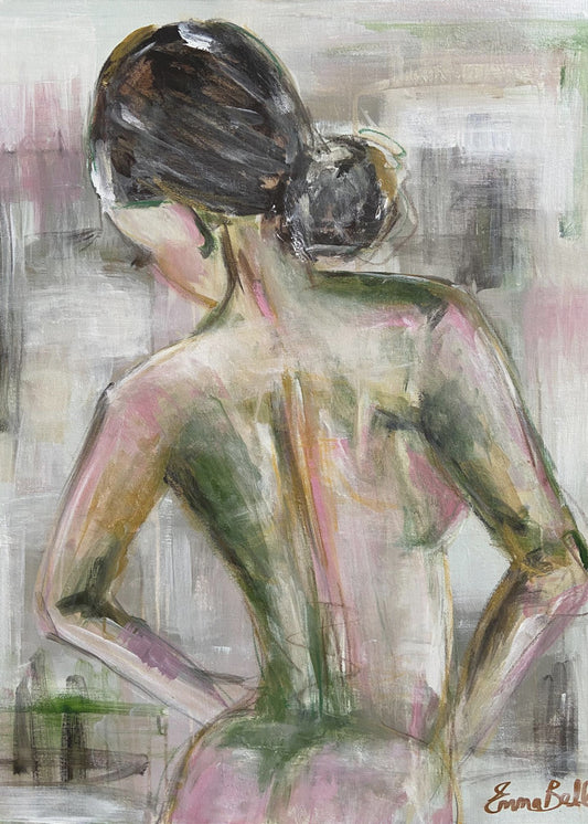 Een vrouwenportret van achteren | Canvas