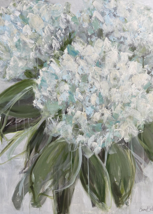 Delicate witte en blauwe hortensia's | Canvas