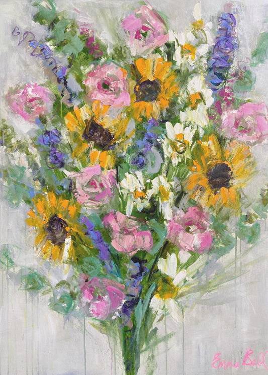 Levendige zonnebloemenboeket | Canvas