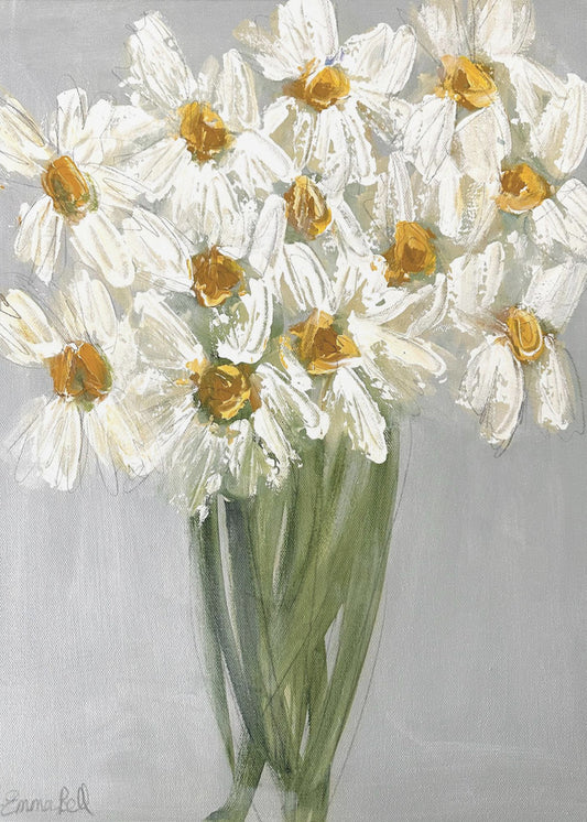 Delicaat boeket madeliefjes | Canvas