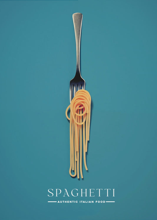 Een vork omwikkeld met spaghetti | Canvas