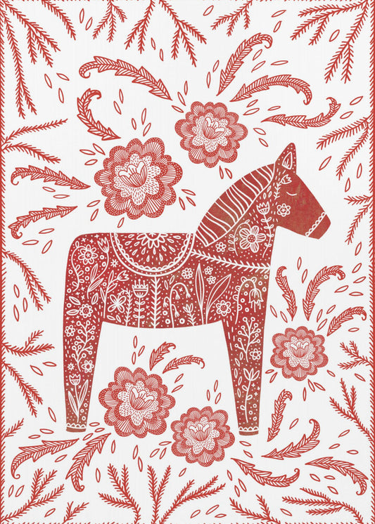 Zweeds Dalapaard Rood en Wit | Canvas