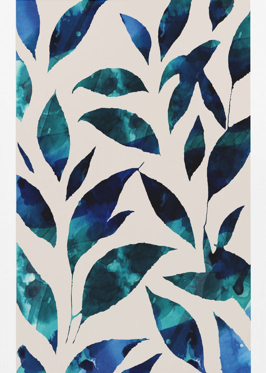 Bladeren in tinten blauw en groen | Canvas