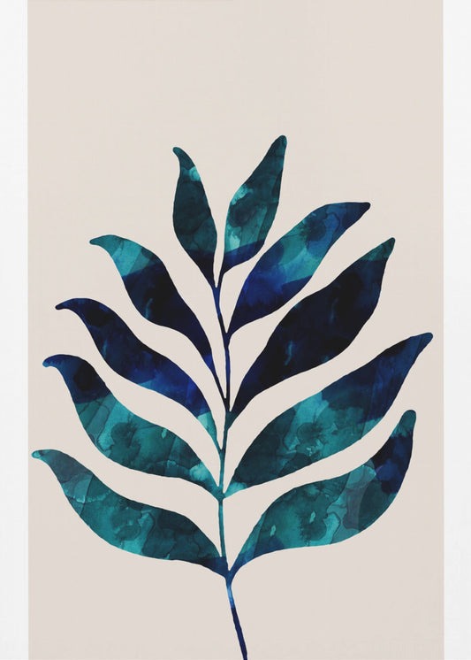 Botanisch ontwerp met donkerblauwe aquarel | Canvas