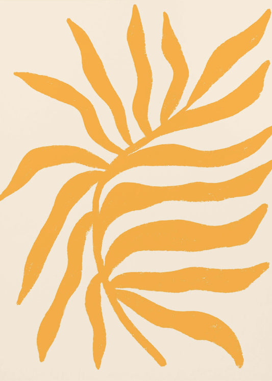 Geel silhouet met textuur van een tak | Canvas