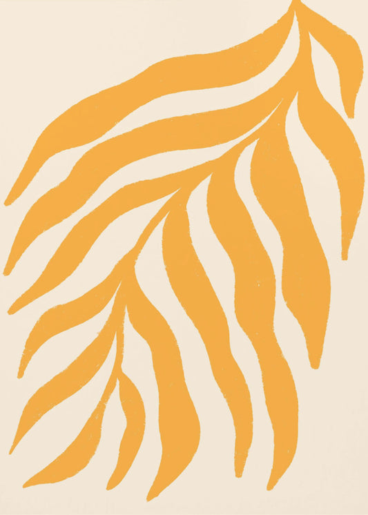 Geel silhouet met textuur van een tak | Canvas