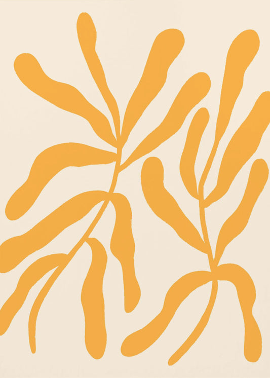 Silhouetten van gele bladeren | Canvas