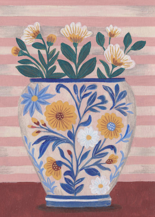 Potted Florals Pastels &amp; Stripes | Canvas