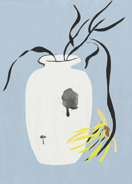 Vaas en verwelkte bloem | Canvas
