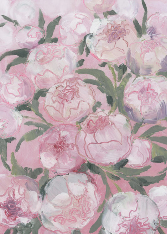Bloemencompositie van roze pioenrozen | Canvas