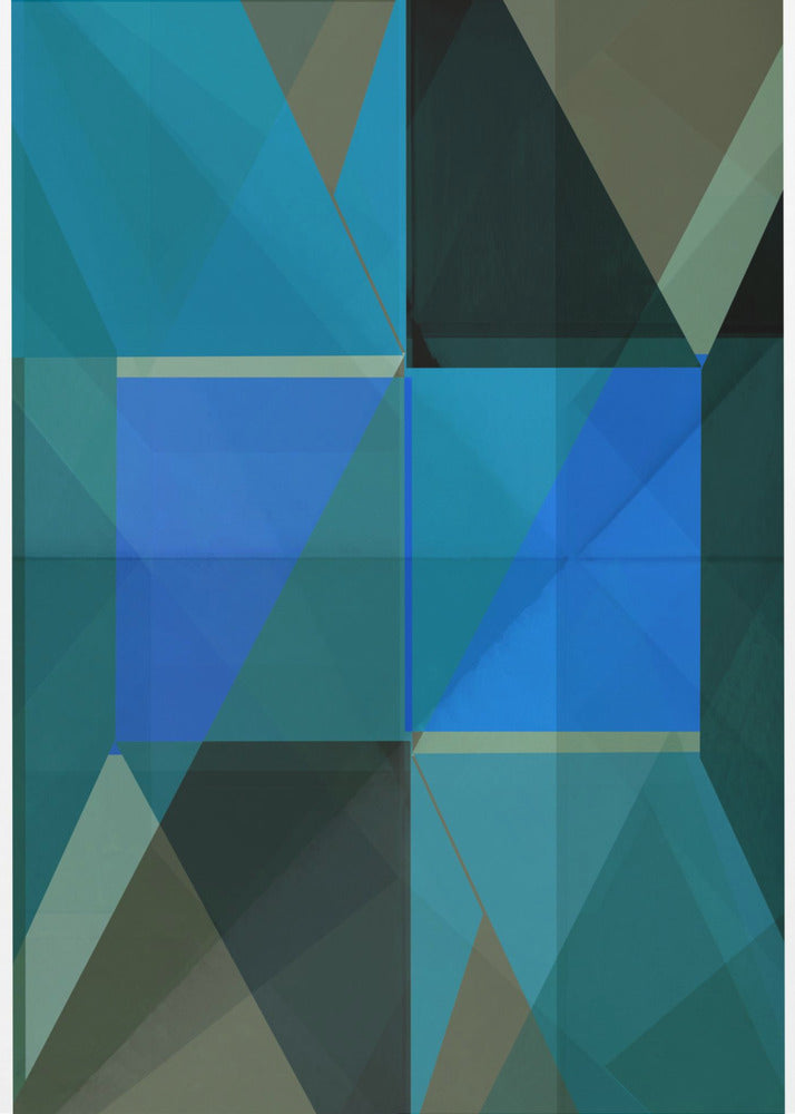 Overlappende blauwe en groene doorschijnende vormen | Canvas