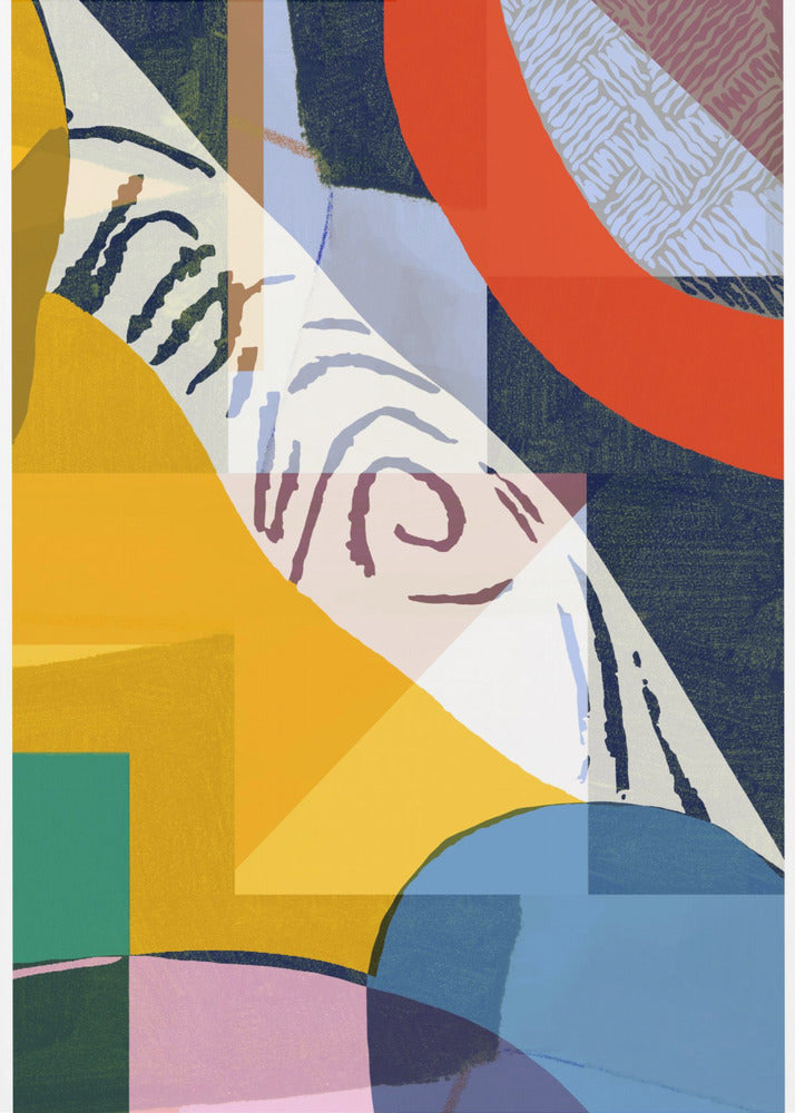 Levendige compositie van geometrische vormen | Canvas