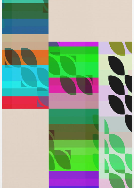 Levendige geometrische vormen en bladpatronen | Canvas