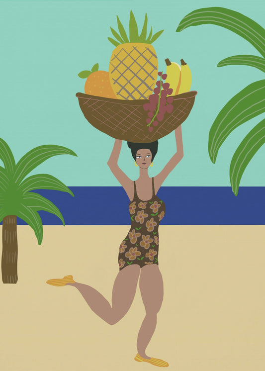 Tropisch fruit op het strand | Canvas