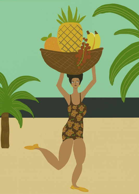 Tropisch fruit op het strand | Canvas
