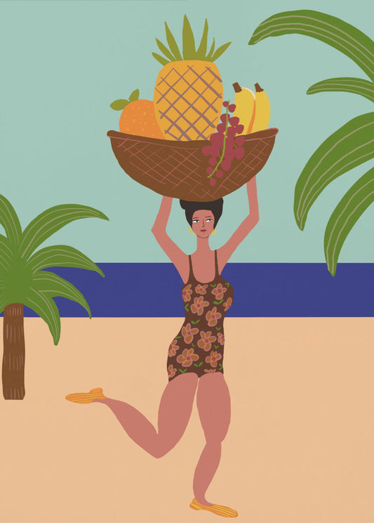 Tropisch fruit op het strand | Canvas