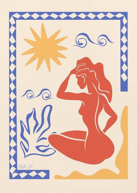 Zonnebaden (Trichromatisch) | Poster
