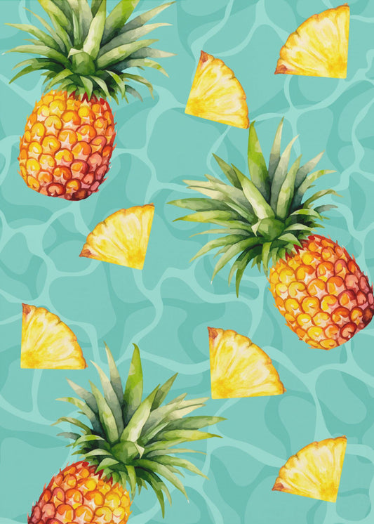 Exotisch ananas- en schijfjesesthetisch patroon - Tropische zomer aquarel | Canvas