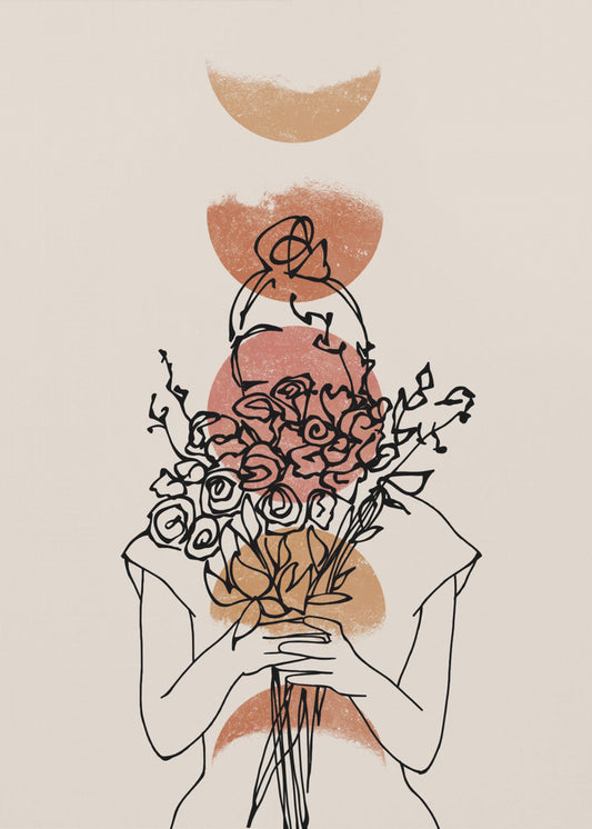 Girl With Flower Bouquet | Canvas