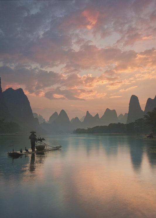 Zonsopgang bij de Li-rivier | Canvas