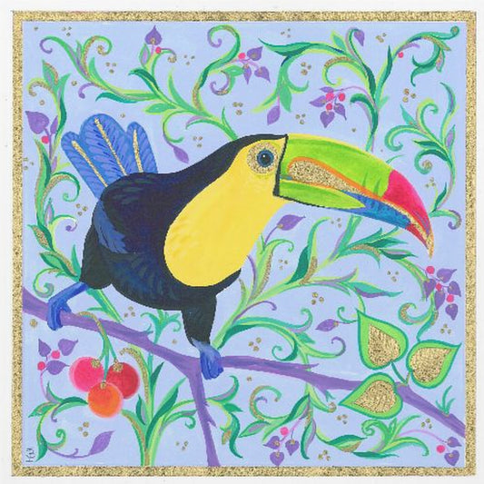 Kleurrijke snavel op een tak | Canvas
