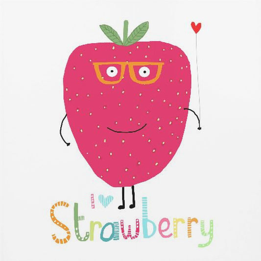 Ik hou van aardbeien! Schattige aardbei met een hart | Poster